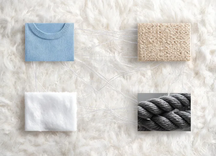 Textile application map for fibers and yarns